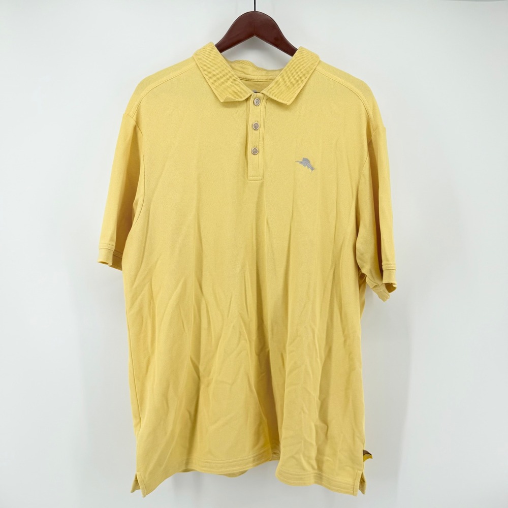 Tommy Bahama Mens XL Yellow Supima Cotton Blend Short Sleeve Polo Shirt Resort